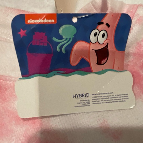 SpongeBob SquarePants Juniors Pink Cloud Tie-Dyed Cropped Sweatshirt Size Large - Picture 13 of 15